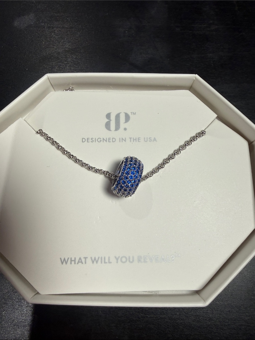 Blue Party Bead Necklace - Silver Chain